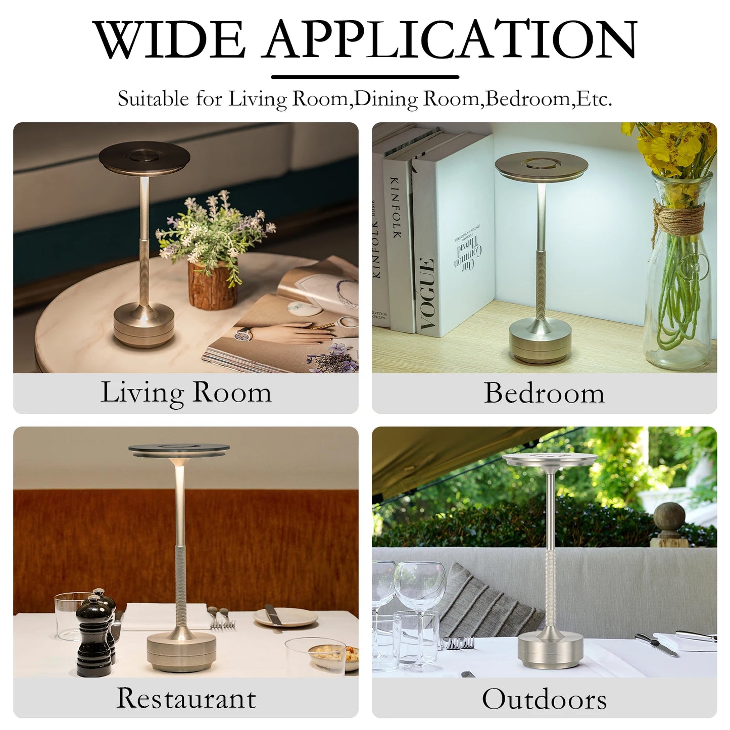 KFV Rechargeable Wireless Table Lamp LED Touch Sensor Desk Light