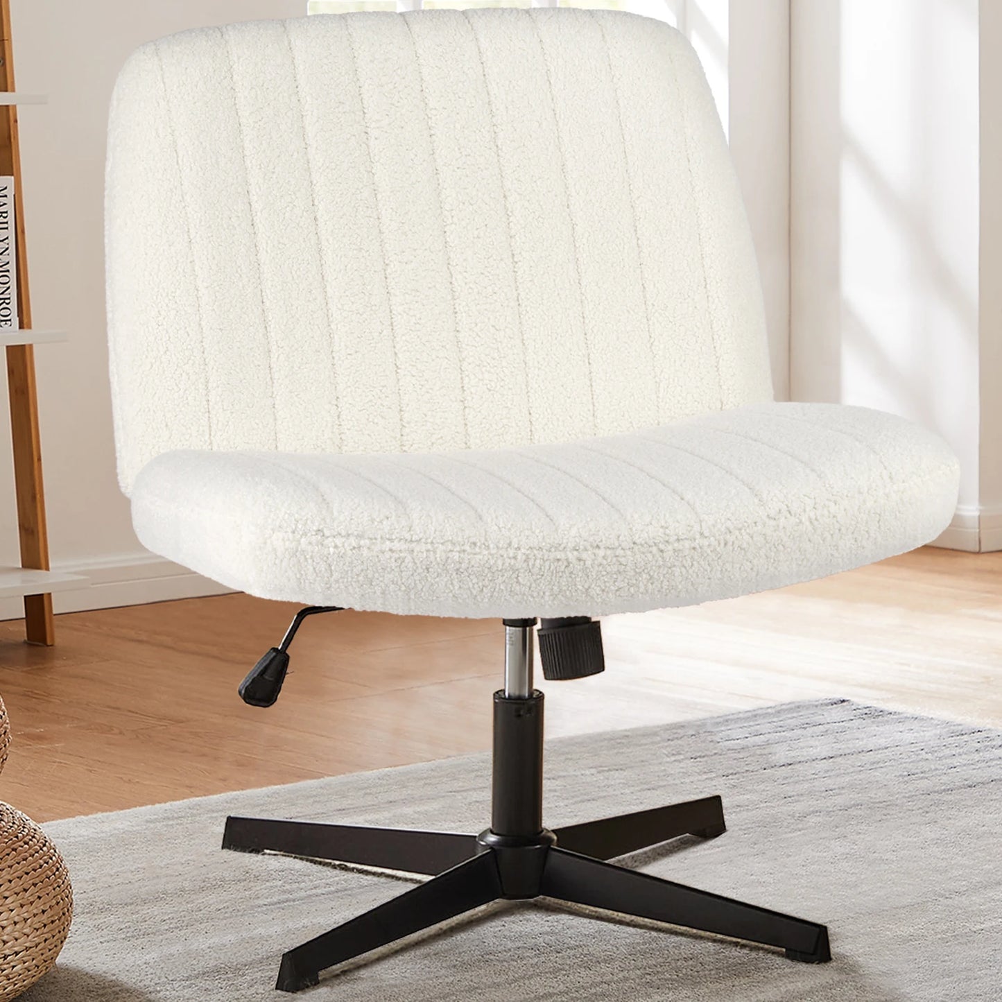 JHK Cross Legged Office Chair Rocking Swivel Adjustable Fabric Task Chair