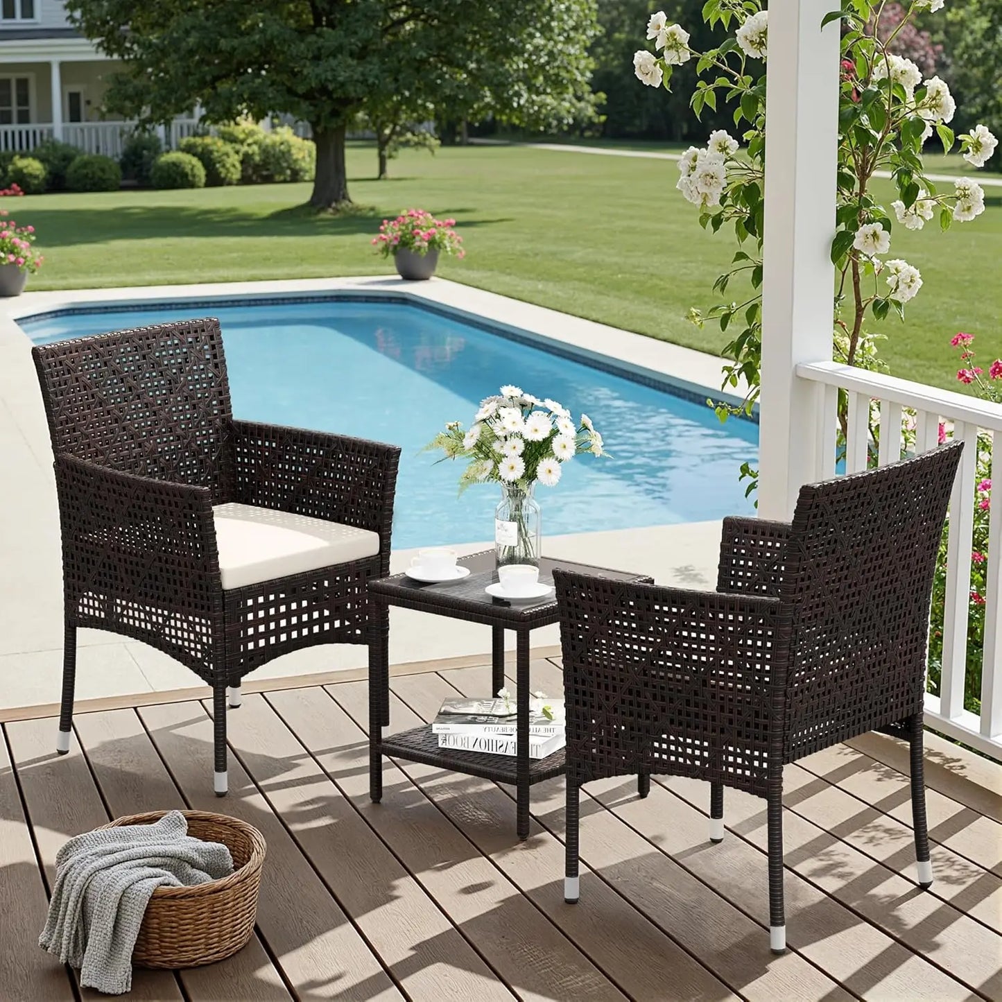 Outdoor Wicker Patio Furniture Set With Coffee Table And Chairs
