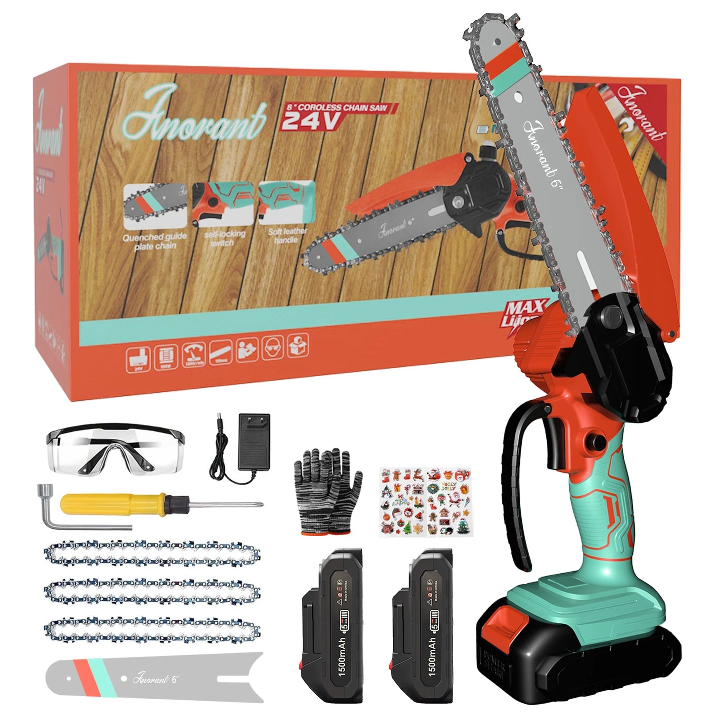Cordless Mini Chainsaw Dual Battery Portable Tree Cutting Saw