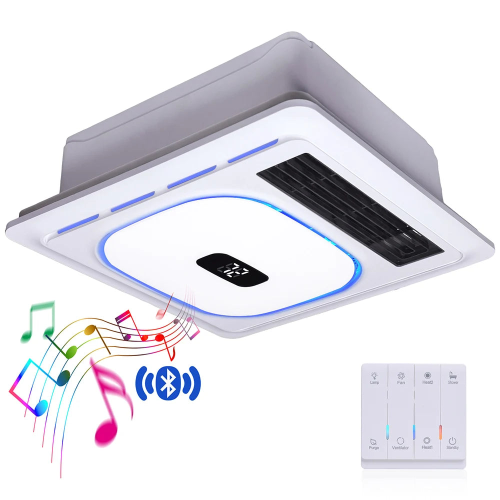 4 In 1 Smart Bathroom Fan Heat Vent Bluetooth Speaker