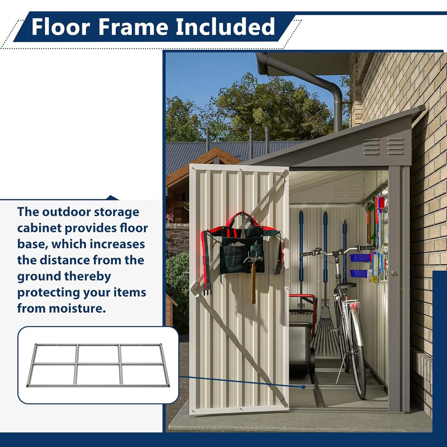 Metal Lean-To Storage Shed For Outdoor Garden Patio