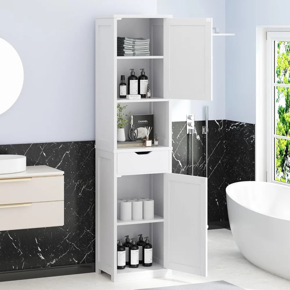 Tall Bathroom Storage Cabinet Freestanding Modern With Adjustable Shelves
