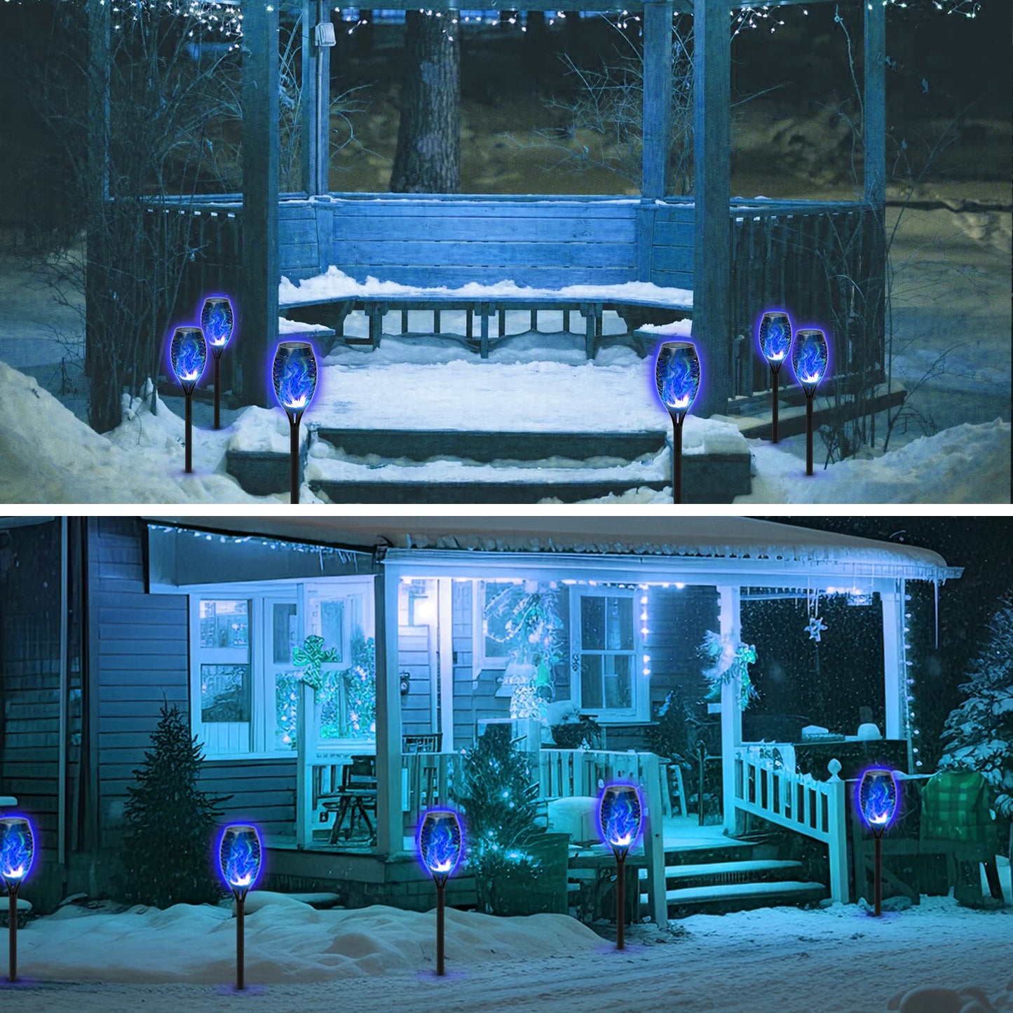 Solar Torch Lights Waterproof 8 Pack Flickering Flame Garden Decor