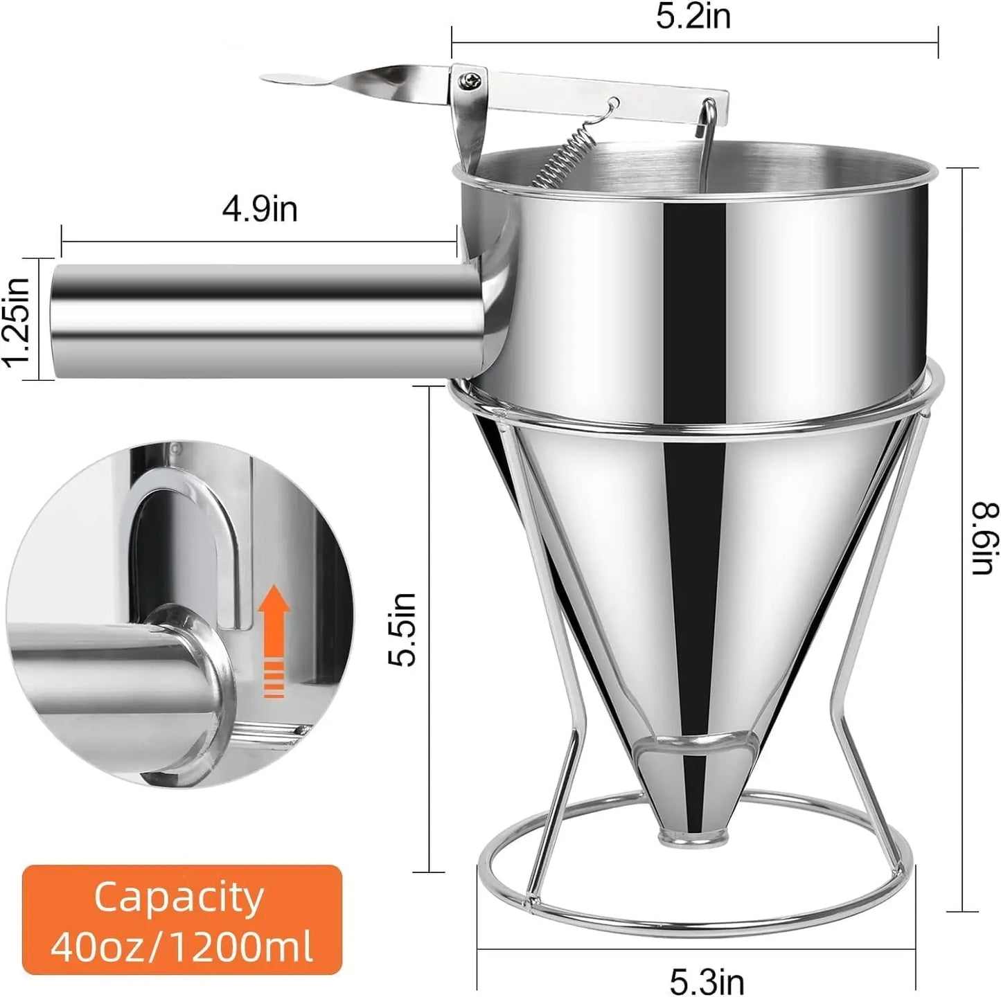 Stainless Steel Pancake Batter Dispenser With 4 Nozzles And Stand