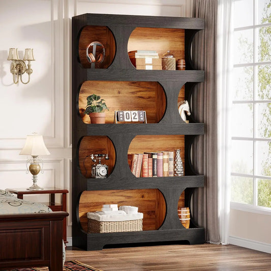 Little Tree Modern Asymmetrical Bookshelf Freestanding Display Shelf Home Office