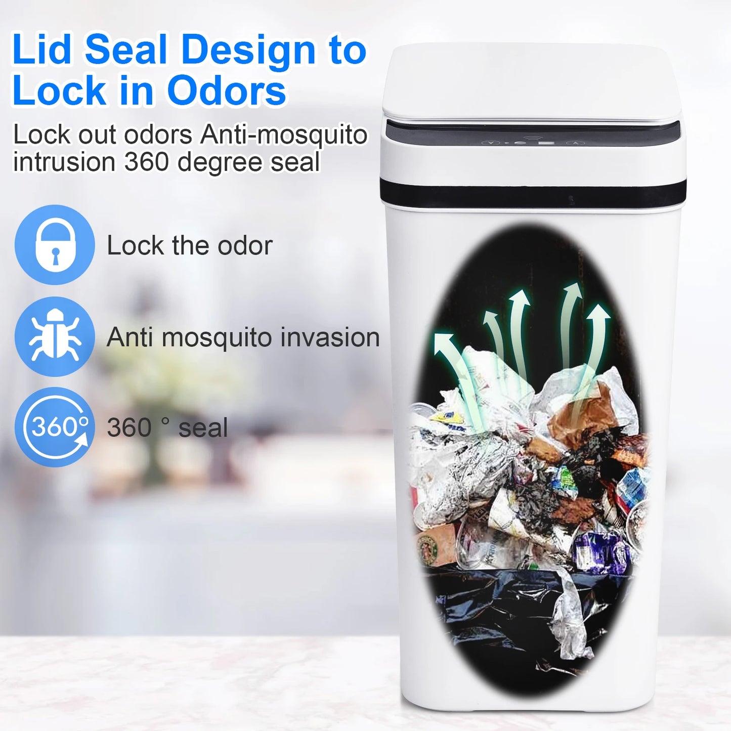 NONECN 2 Pack Touchless Slim Bathroom Trash Cans With Lid