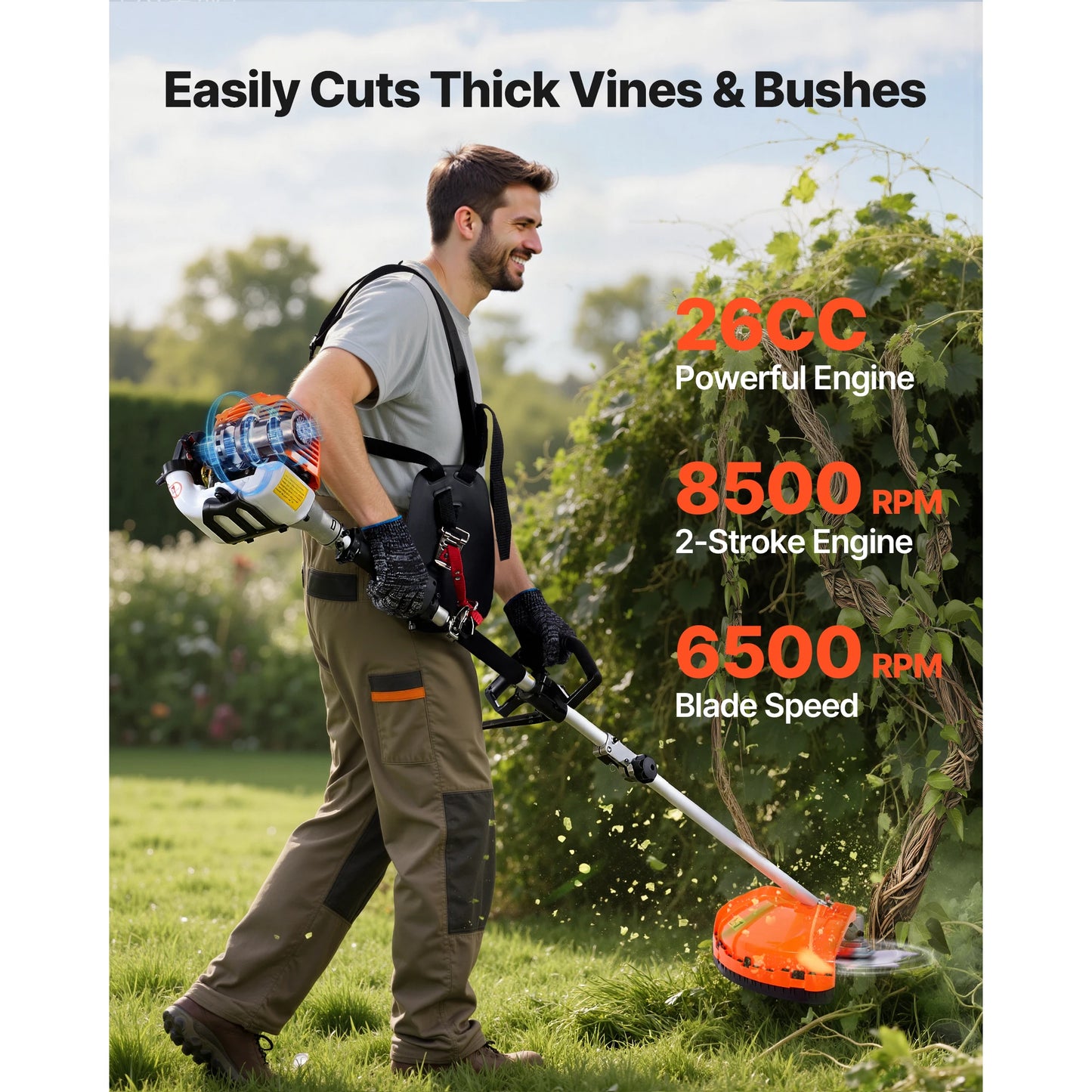 SucceBuy Gas Hedge Trimmer 2 Cycle Power Handheld With Gear