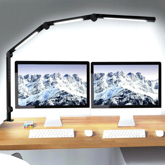 LED Desk Lamp With Clamp And Flexible Swing Arm Brightness