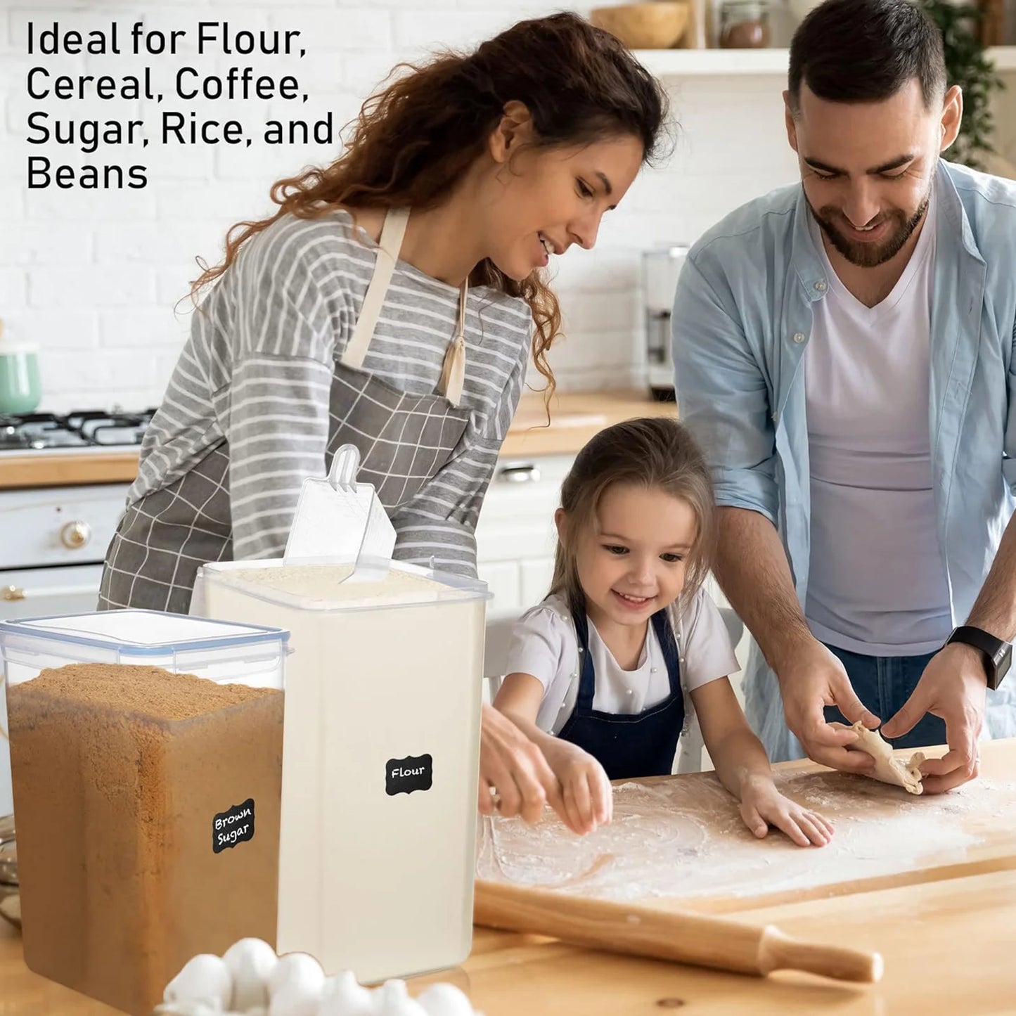 Airtight Food Storage Canisters Two Pack For Flour Sugar Pantry