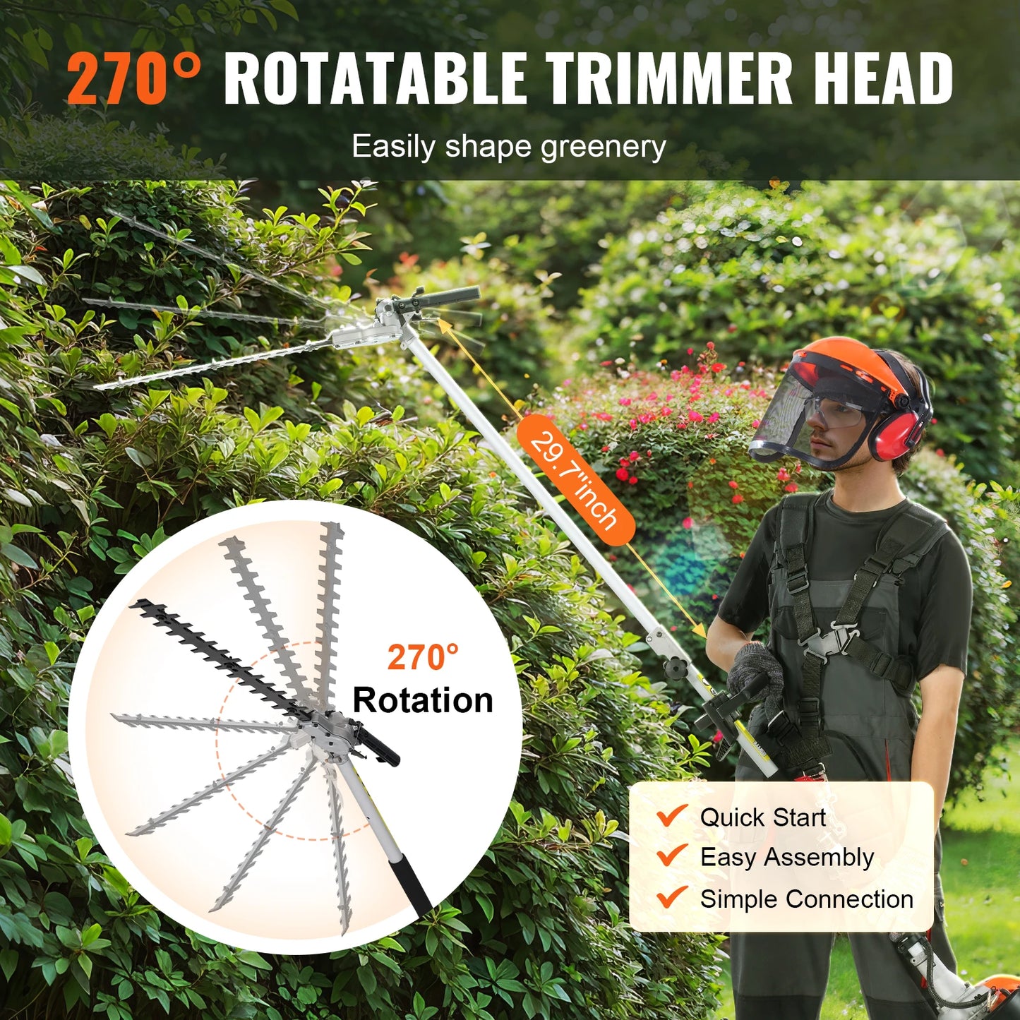 SucceBuy 52cc 6in1 Gas Hedge Trimmer Brush Cutter Edger