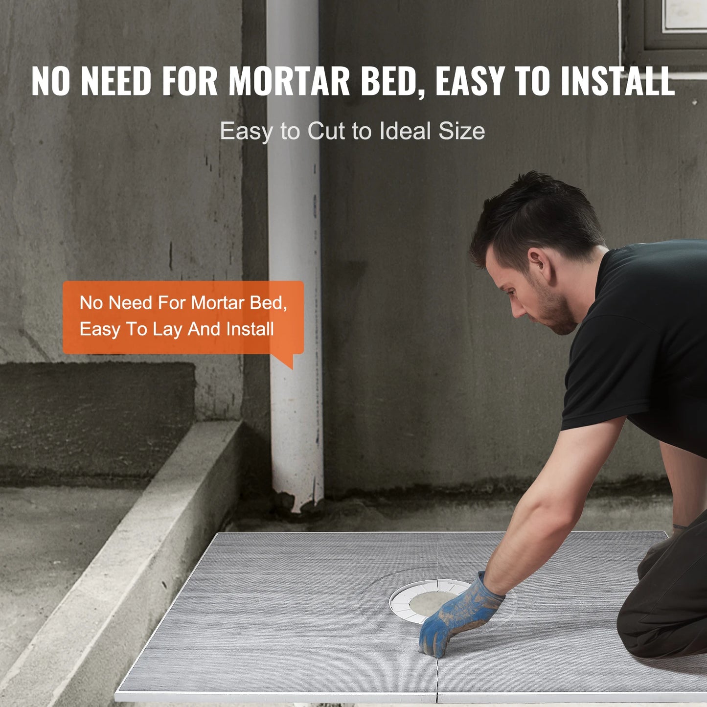 SucceBuy Shower Curb Kit And Pan Kit Central Drain EPS