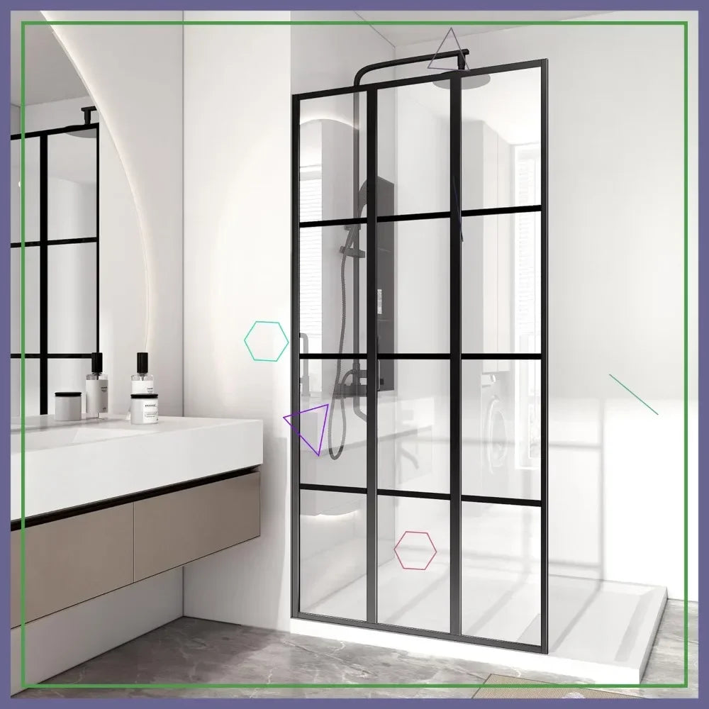 Walk-In Shower Door With Tempered Glass Panel For Bathroom