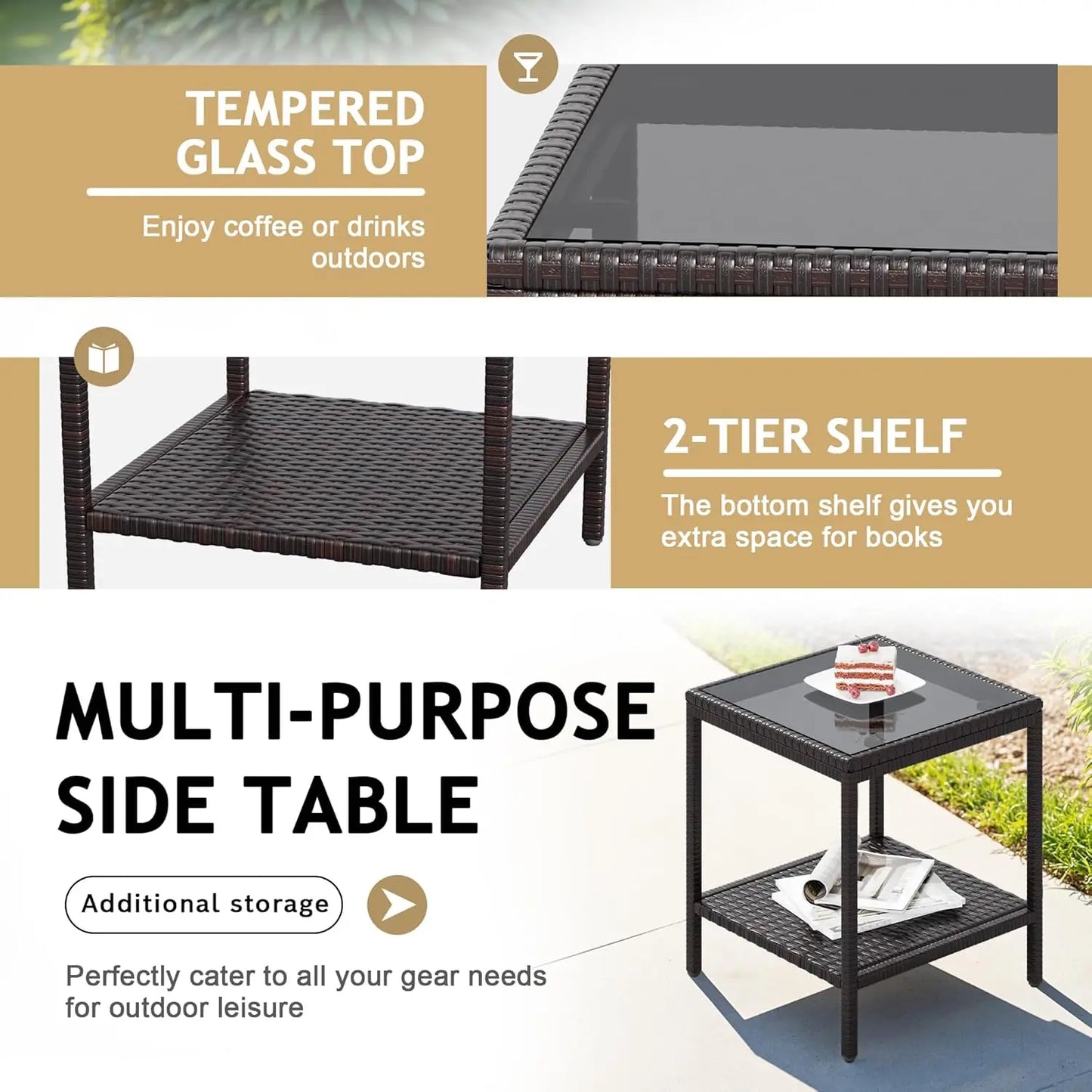Outdoor Wicker Patio Furniture Set With Coffee Table And Chairs