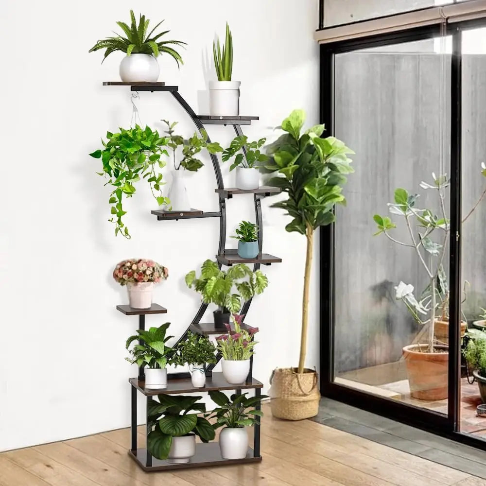 Indoor Plant Stand With Grow Lights 9 Tier Plant Shelf