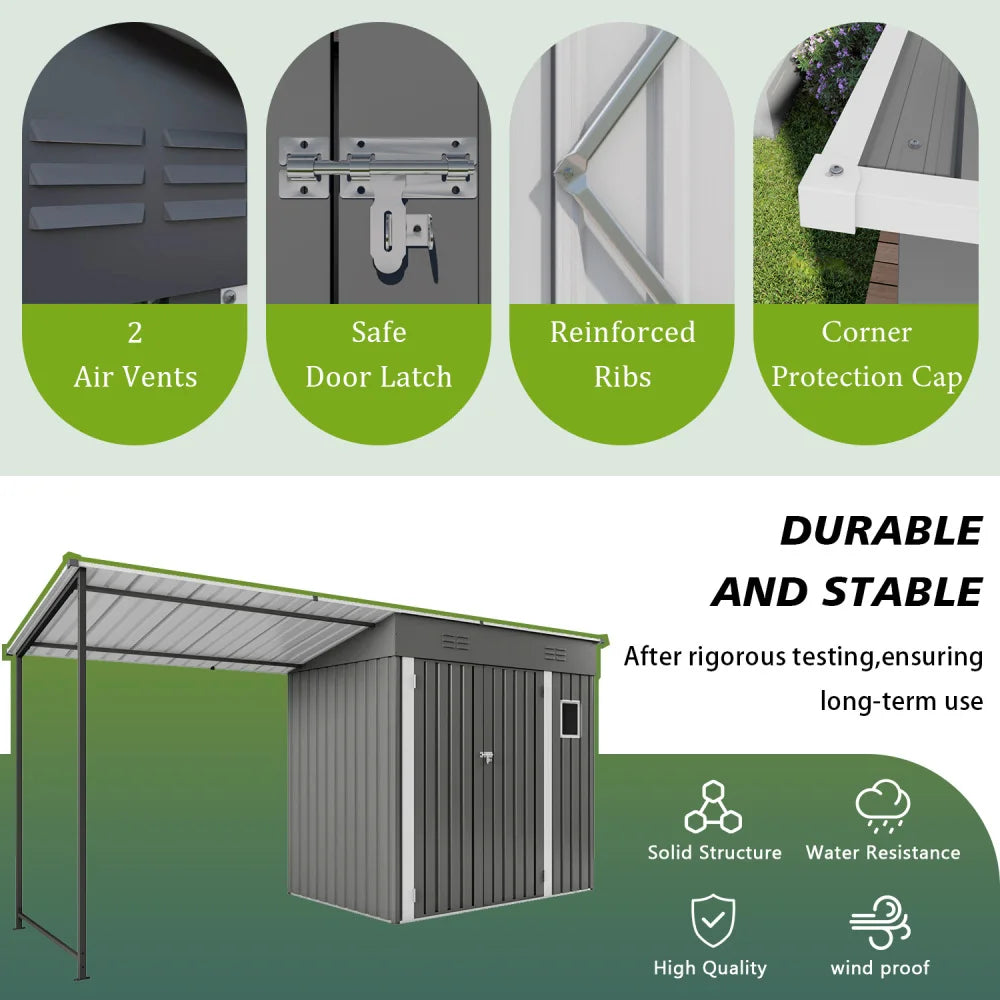 Metal Lean To Shed With Open Sided Pergola And Gazebo