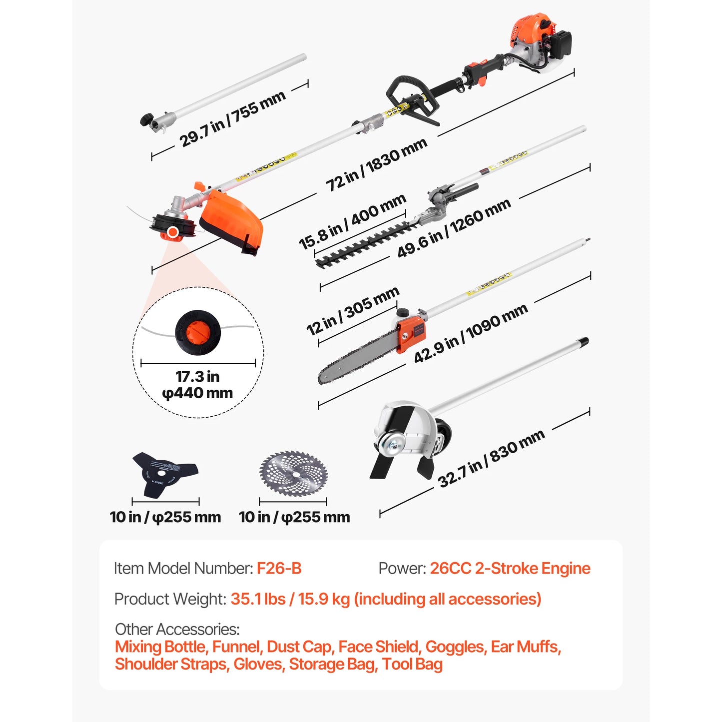 SucceBuy Gas Hedge Trimmer 2 Cycle Power Handheld With Gear