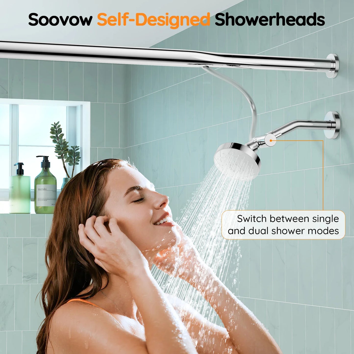 Stainless Steel Dual Shower Head System For Couples
