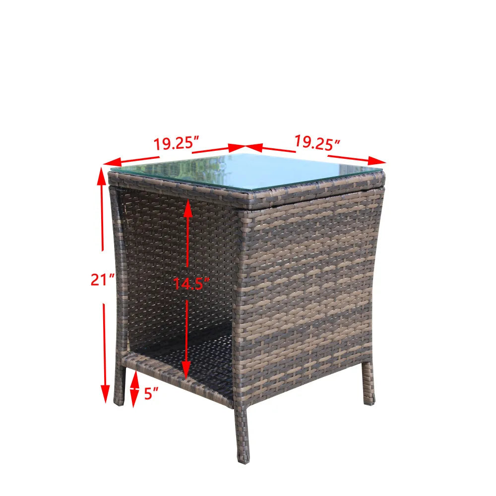 LISM Outdoor Patio Coffee Table With Clear Tempered Glass