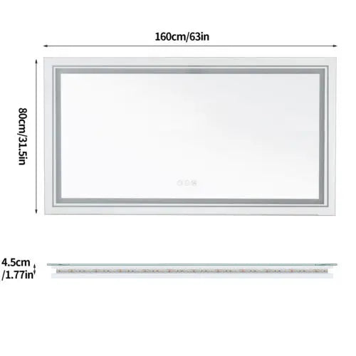 LED Bathroom Vanity Mirror With Front And Backlit Lighting Wall Mounted