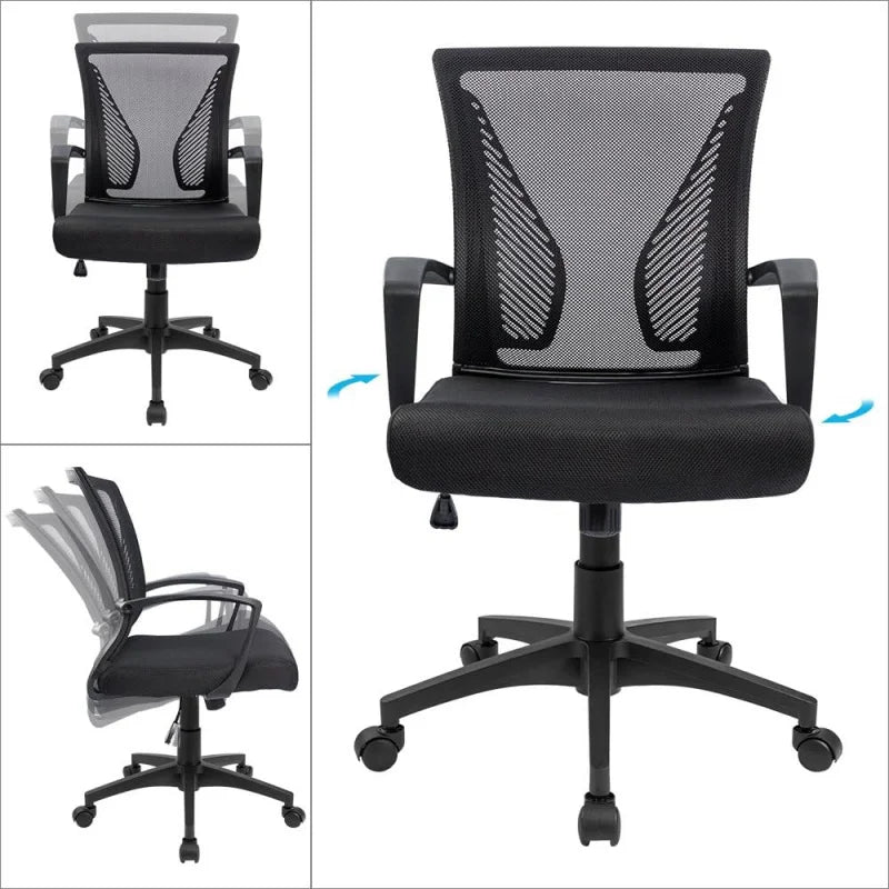 Office Chair Ergonomic Mesh Chair With Lumbar Support And Armrests