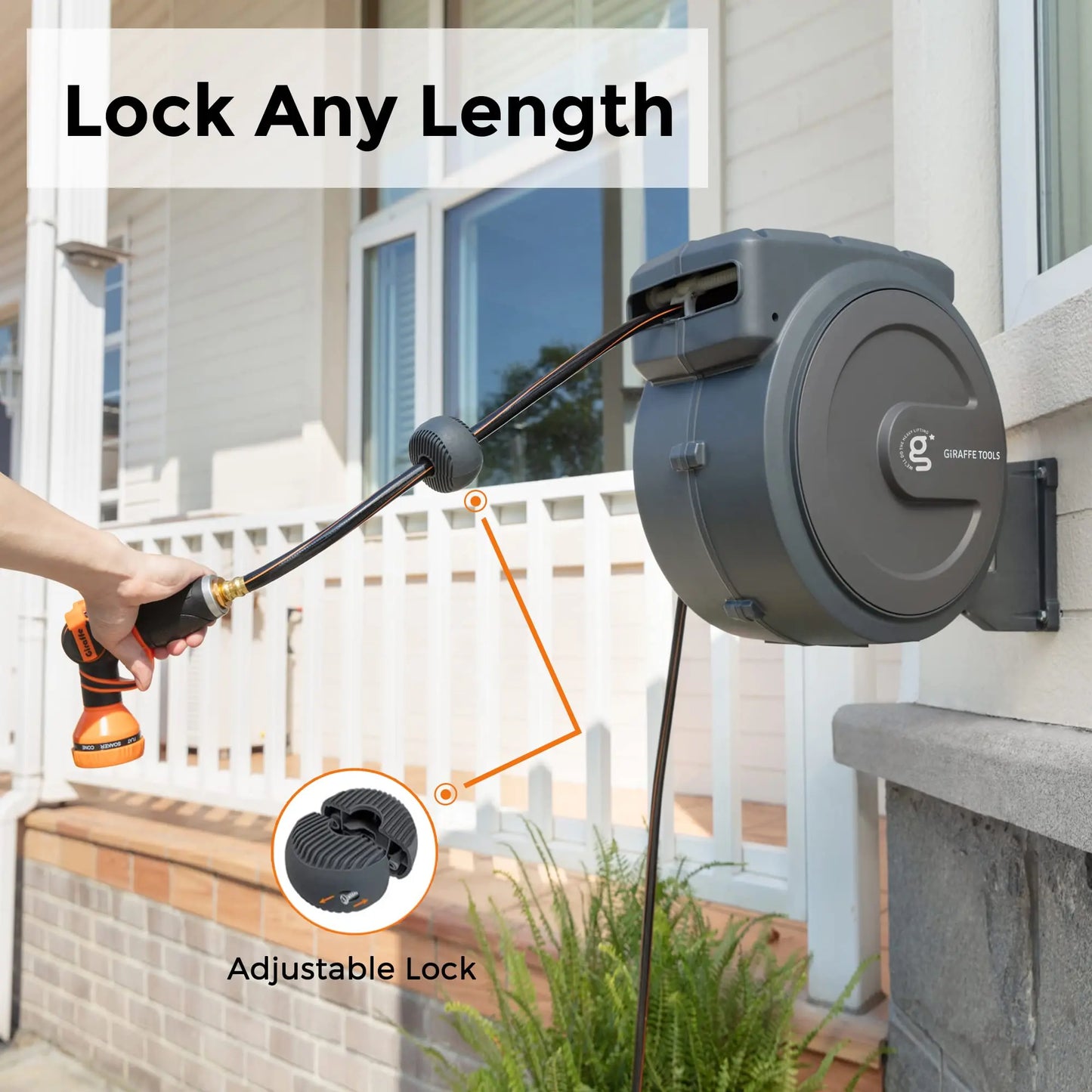 Giraffe Tools AW30 Wall Mounted Hose Reel Retractable Rewind Lock