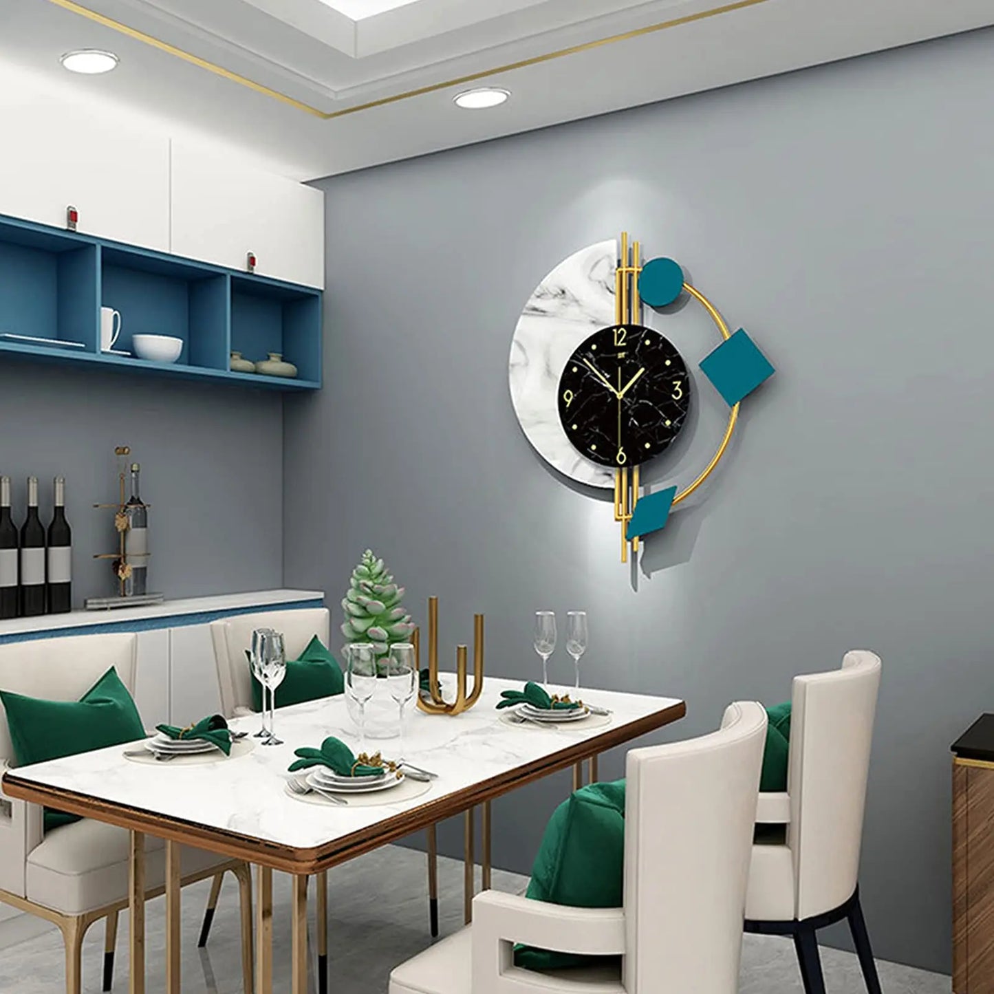 Marble Wall Clock Nordic Style Silent Battery Operated