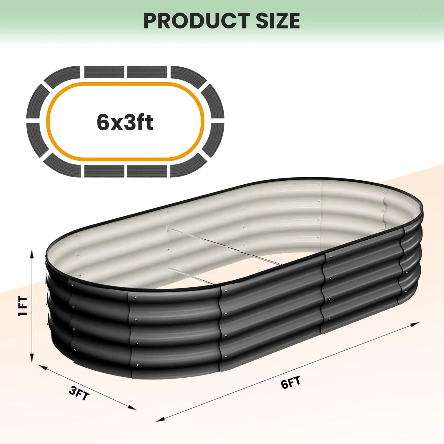 HiMISS 2 Pack Oval Galvanized Steel Raised Garden Bed Planter