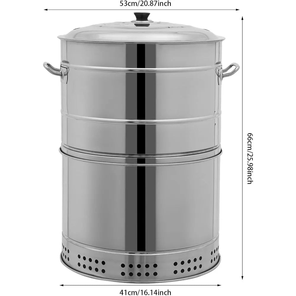 Bymaocar Smokeless Charcoal Grill 360° Stainless Steel Barrel With Skewers
