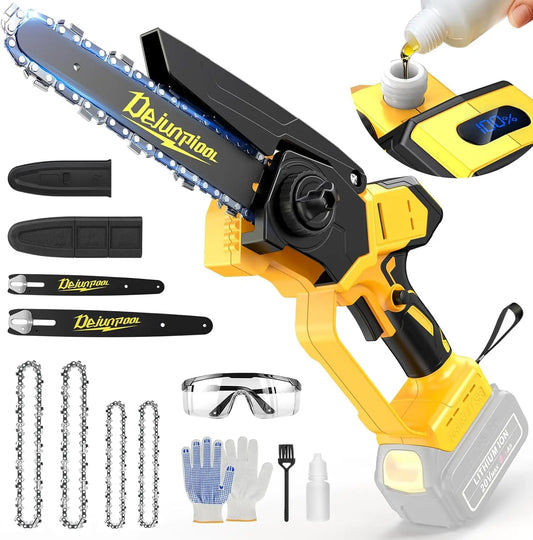 Cordless Mini Chainsaw, 6 & 8 Inch Brushless Electric Pruning Saw with Auto Oiler & Tool-Free Installation