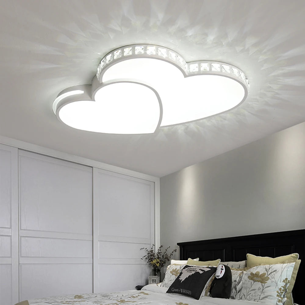 Heart Shaped Crystal LED Ceiling Light Flush Mount For Kids