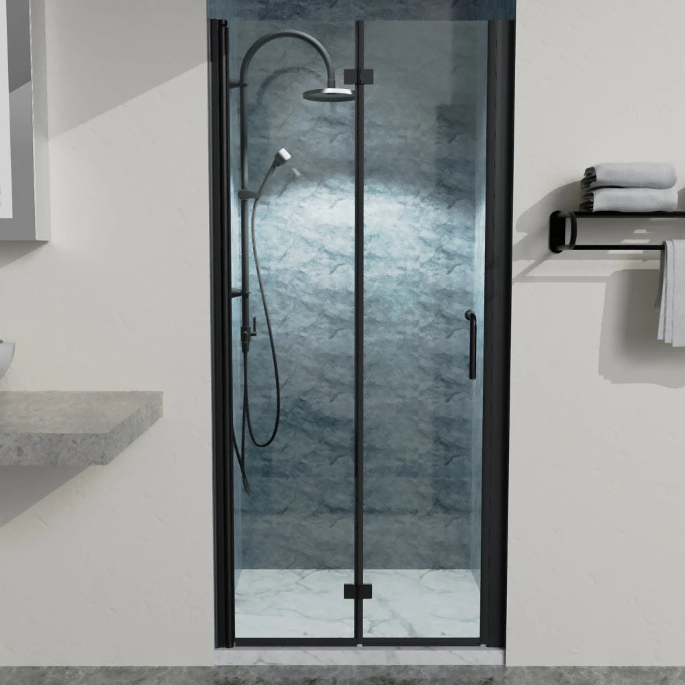Bi-Fold Semi-Frameless Shower Doors With Clear Tempered Glass