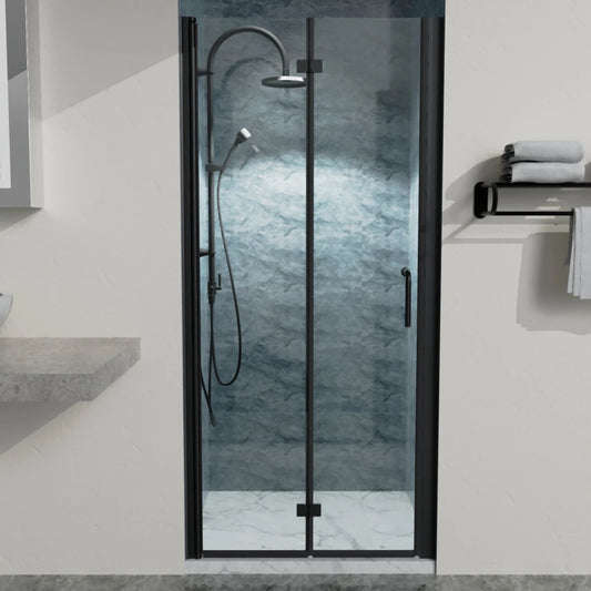 Bi-Fold Semi-Frameless Shower Doors With Clear Tempered Glass