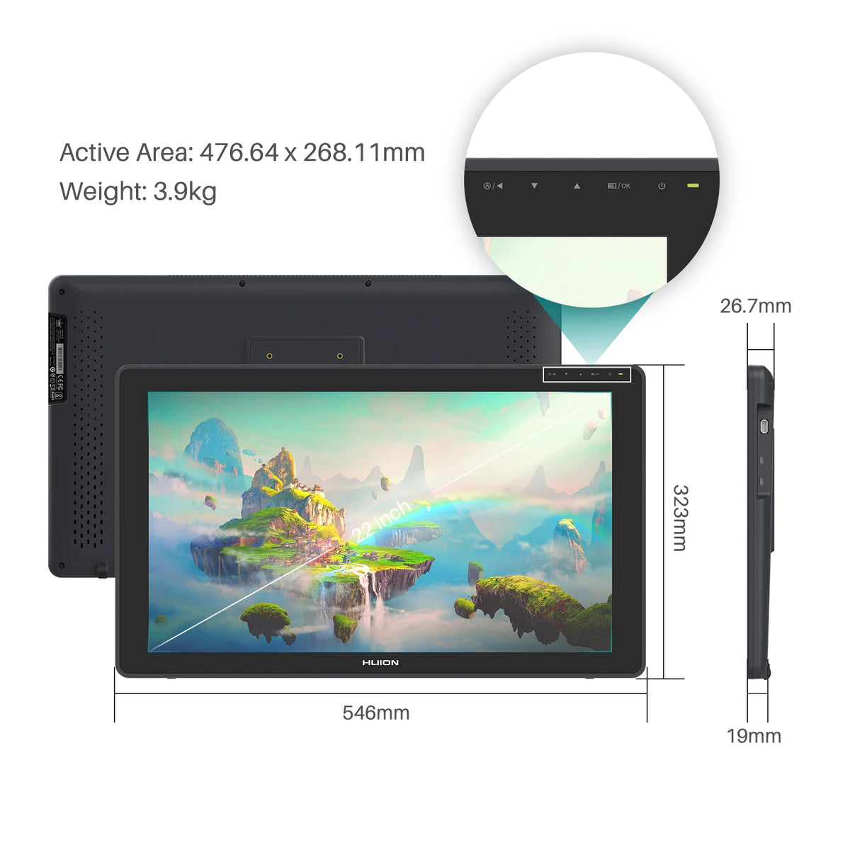 HUION Kamvas Plus QLED Graphics Tablet Monitor Drawing Pen Display