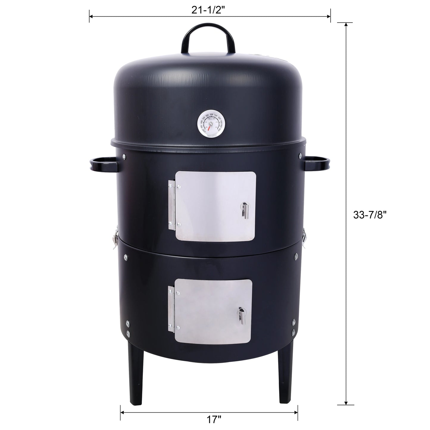 Steel Charcoal Smoker Heavy Duty Round BBQ Grill Outdoors