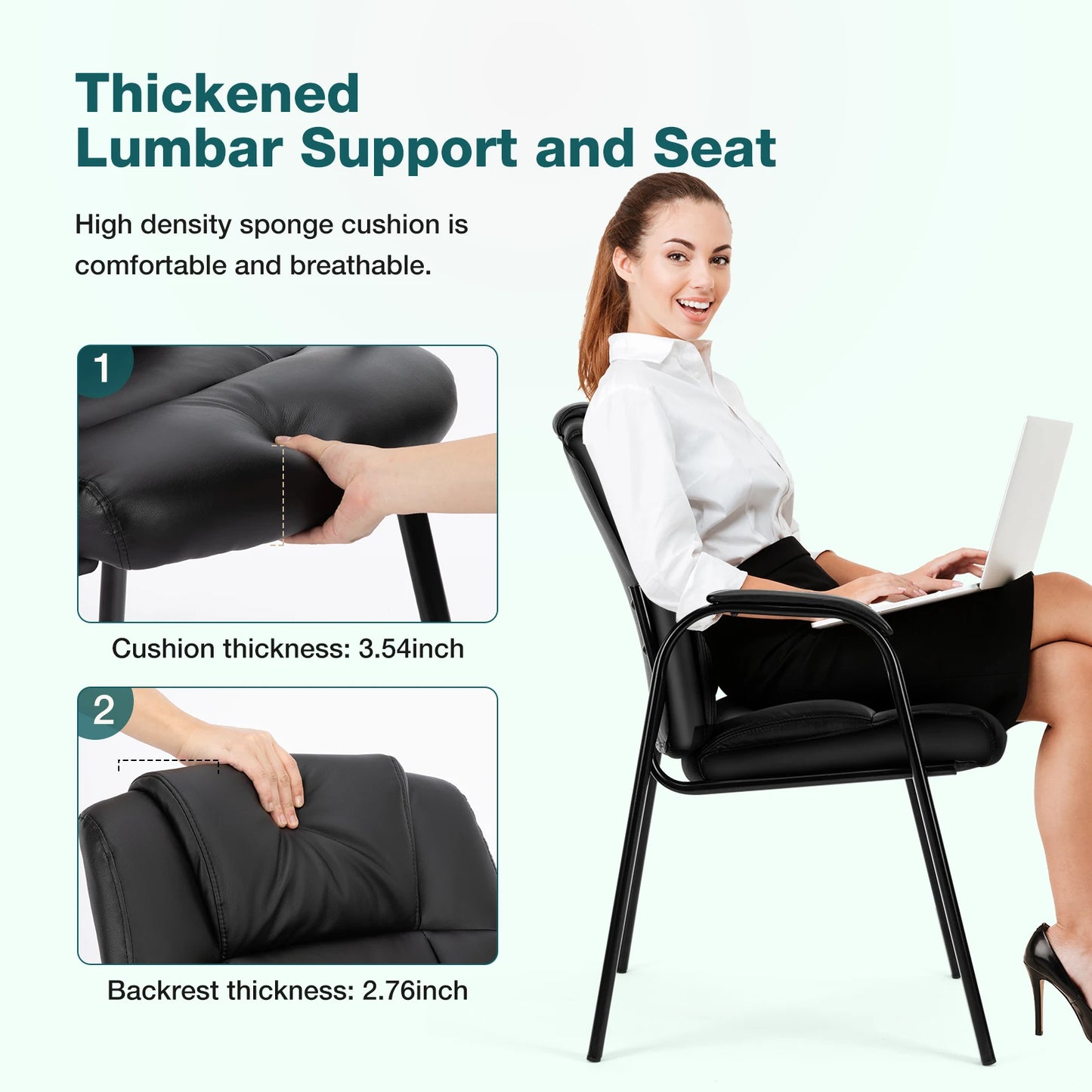 JHK Leather Waiting Room Cushioned Arm Office Guest Chair