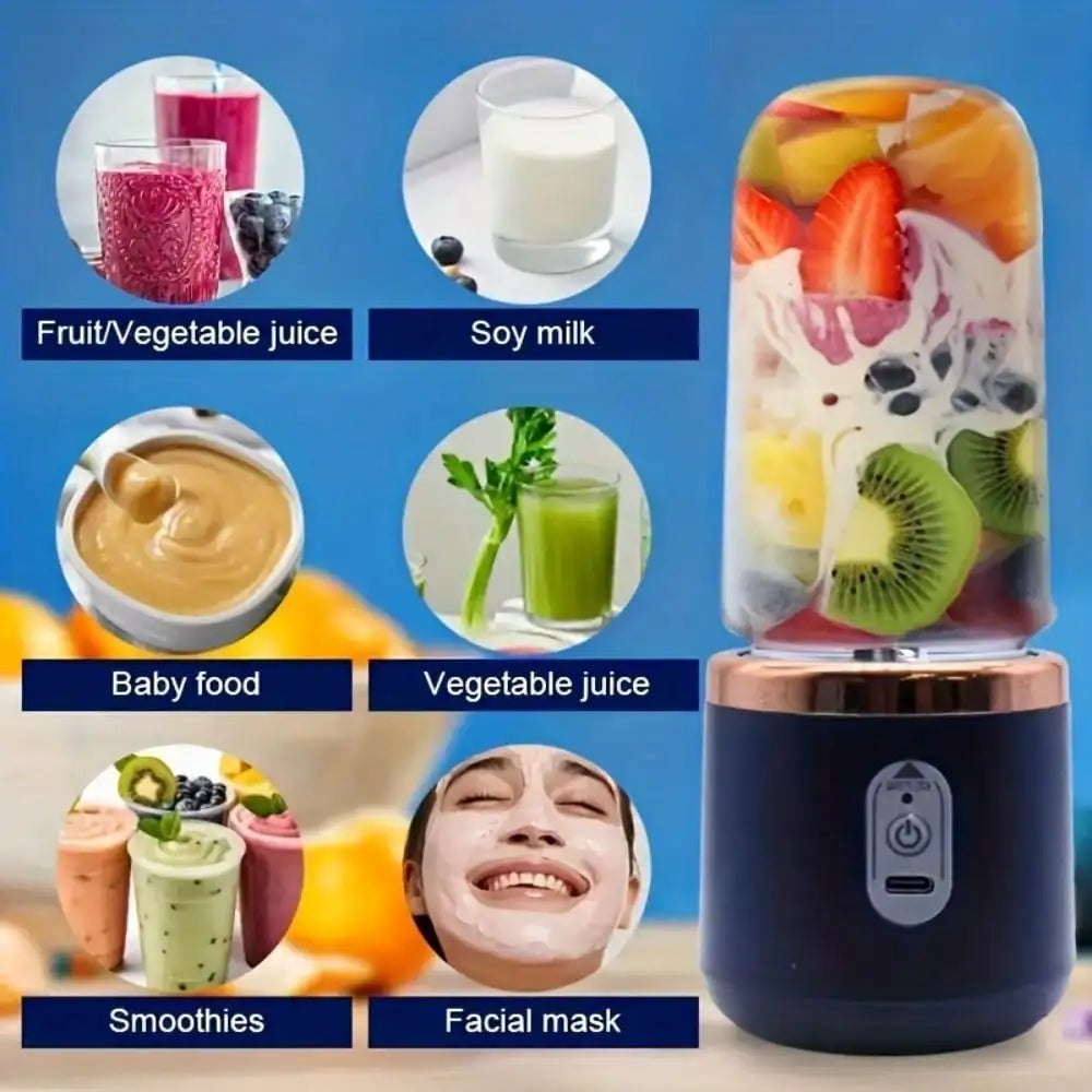 Portable USB Juicer Cup Blender With Dual Cups Outdoor Travel