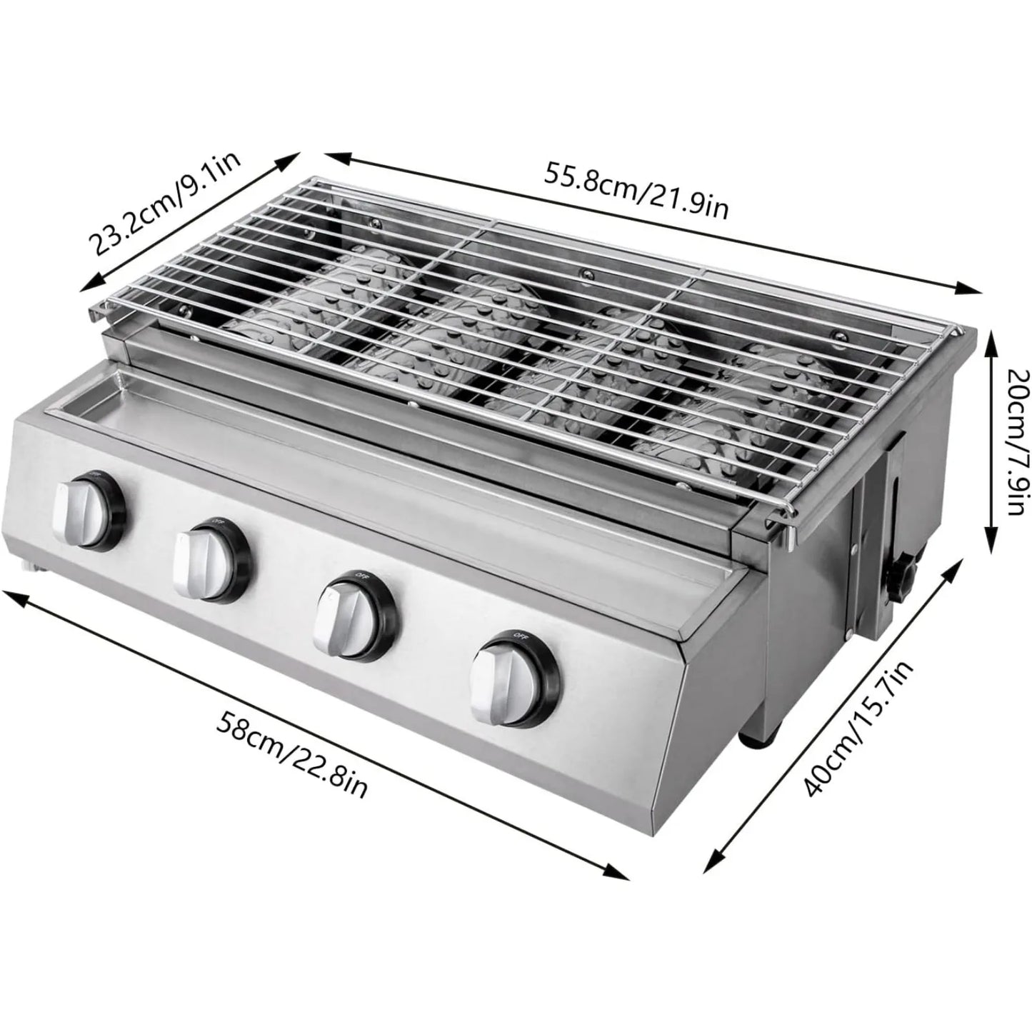 Professional Stainless Steel Portable Propane Gas Grill Smokeless Camping