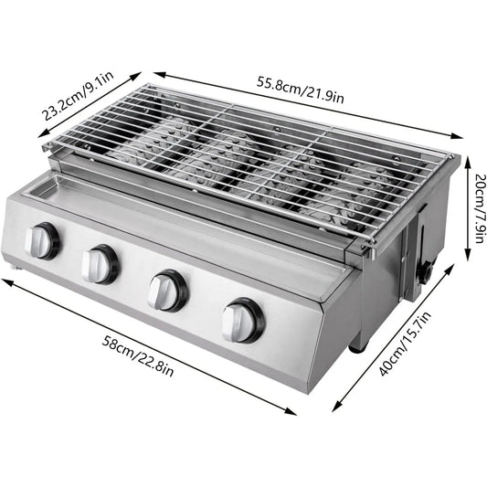 Professional Stainless Steel Portable Propane Gas Grill Smokeless Camping