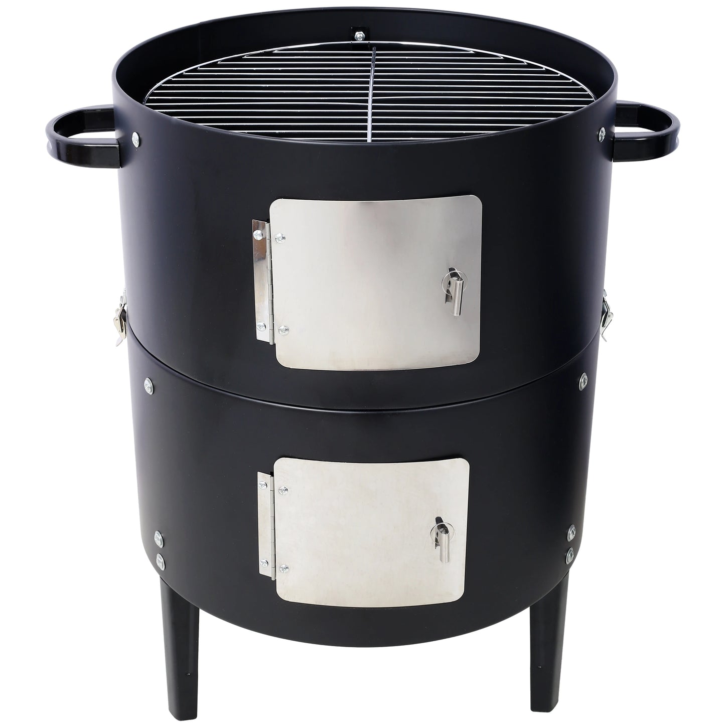 Steel Charcoal Smoker Heavy Duty Round BBQ Grill Outdoors