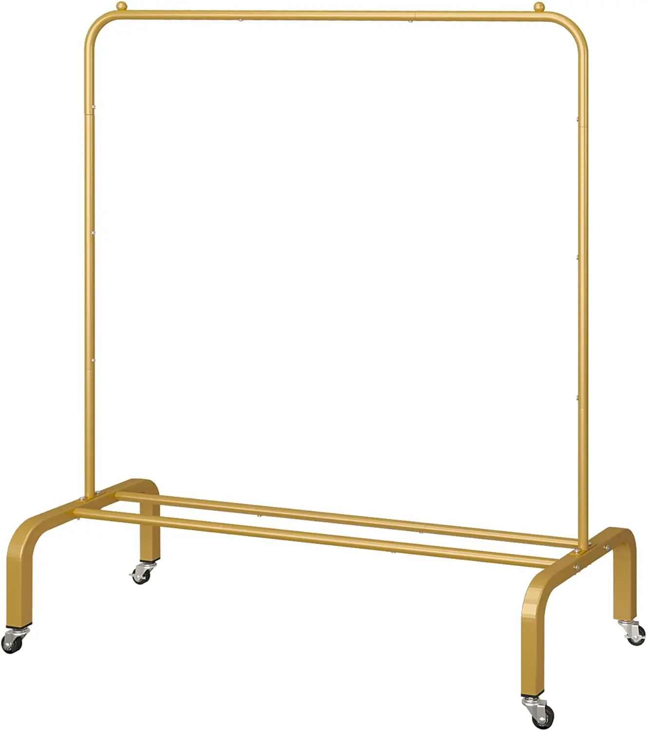 XMSJ Gold Metal Clothing Rack With Wheels And Bottom Shelf