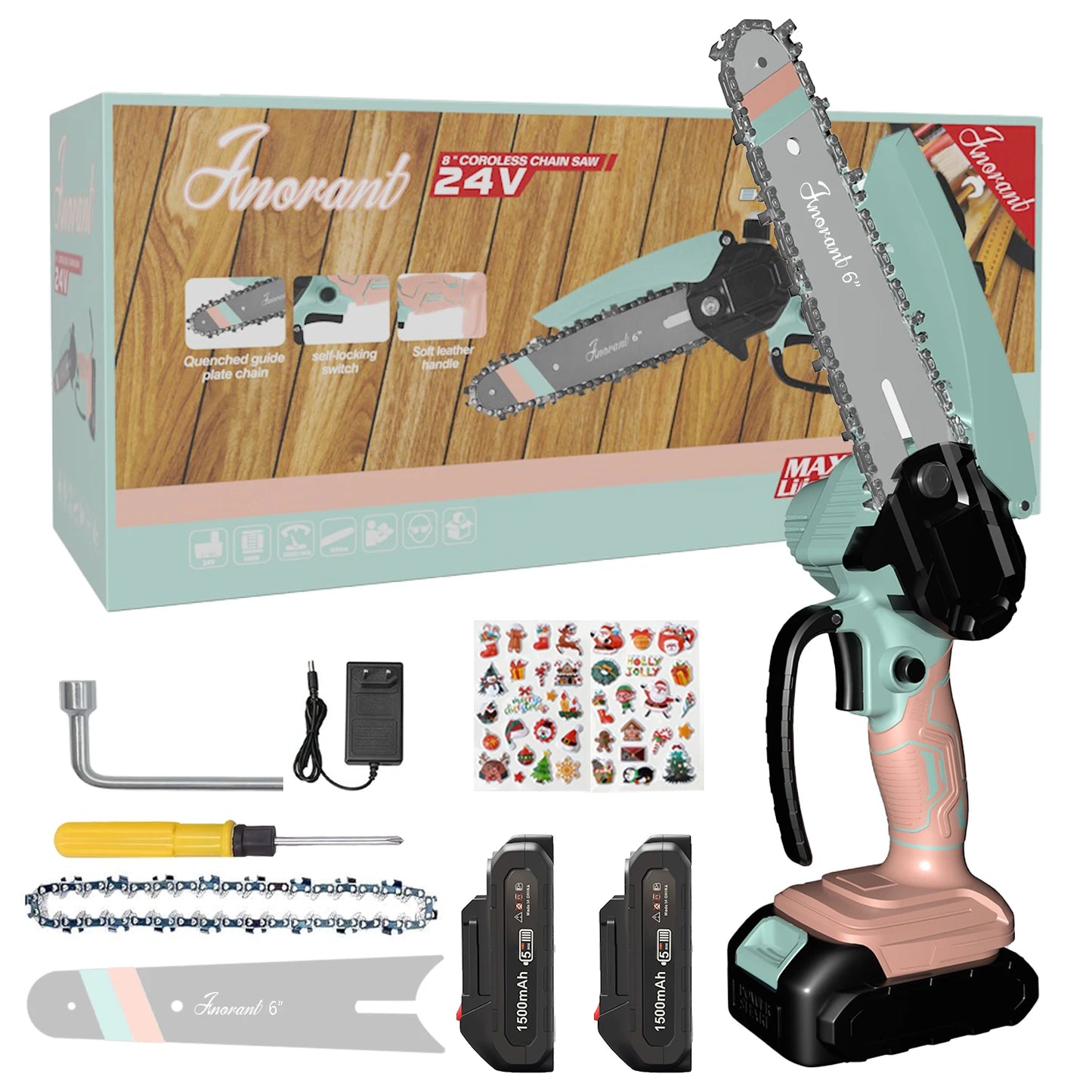 Cordless Mini Chainsaw Dual Battery Portable Tree Cutting Saw