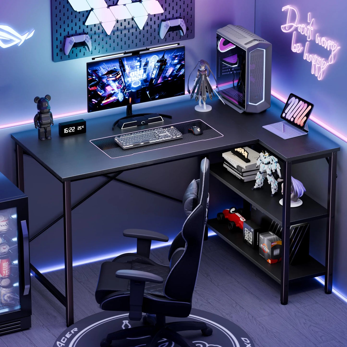 JHK L Shaped Desk For Computer With Reversible Storage Shelves