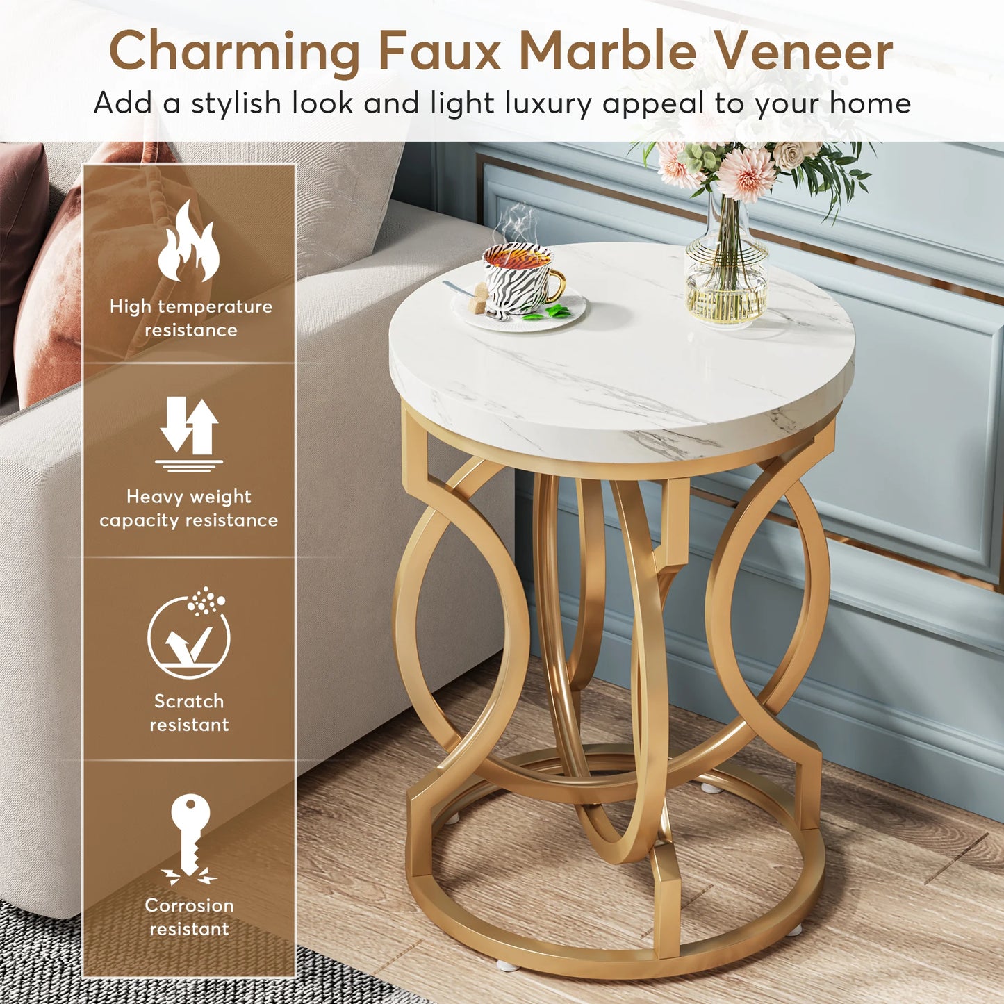 Tribesigns Modern Round End Table With Wood Top And Base