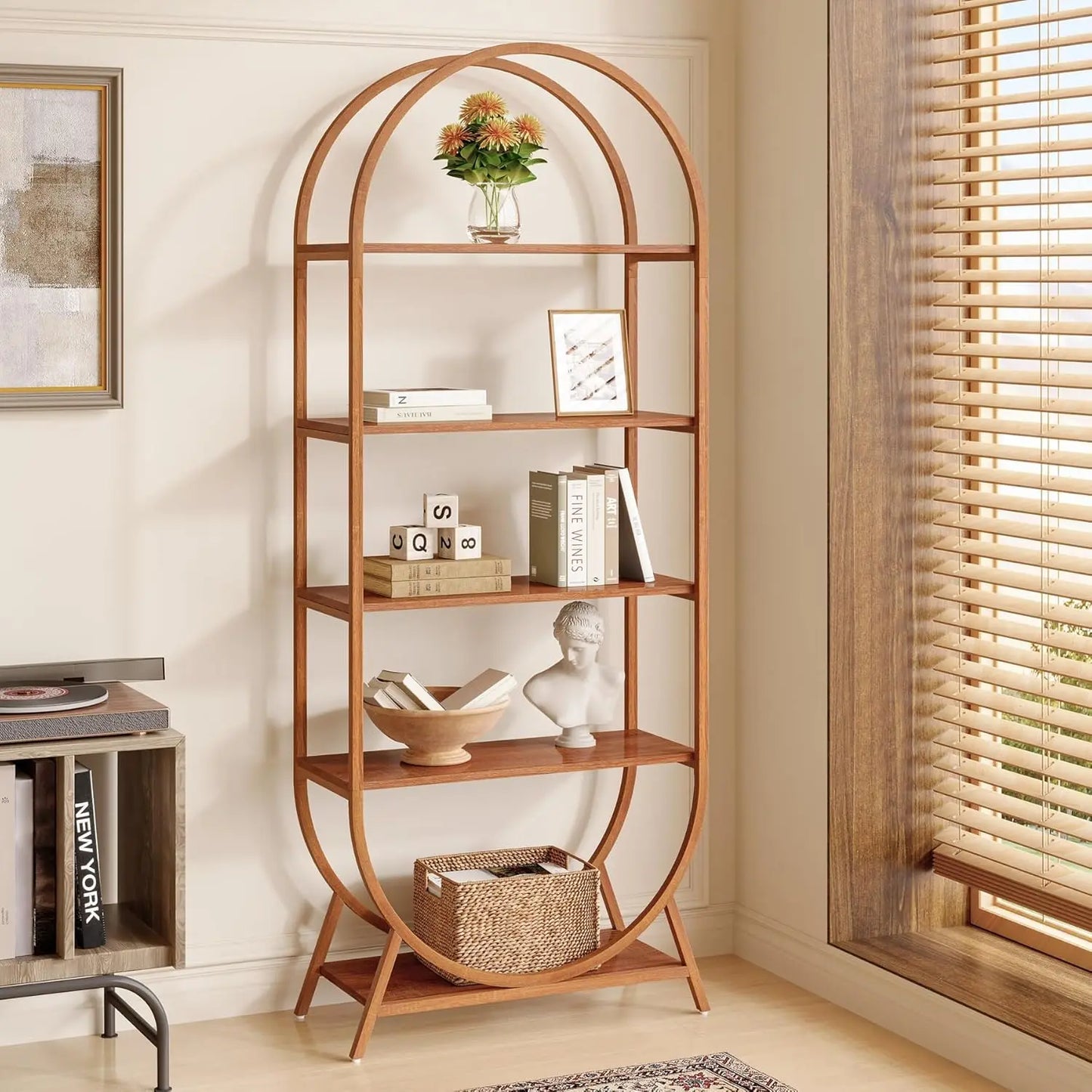 Little Tree 5-Tier Arched Bookcase Freestanding Display Shelf