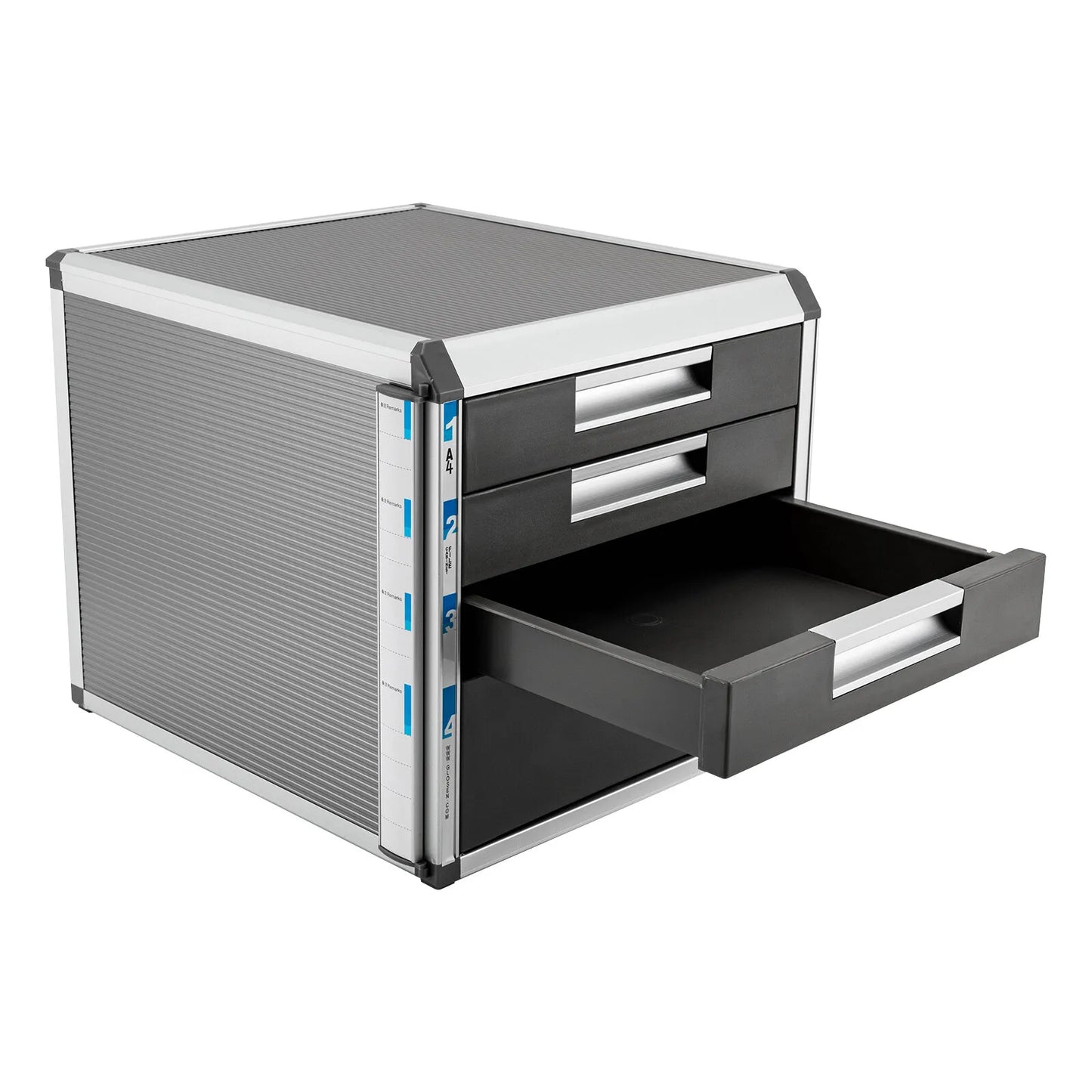 4 Layer Desktop Drawer Organizer File Cabinet Aluminum MDF Storage