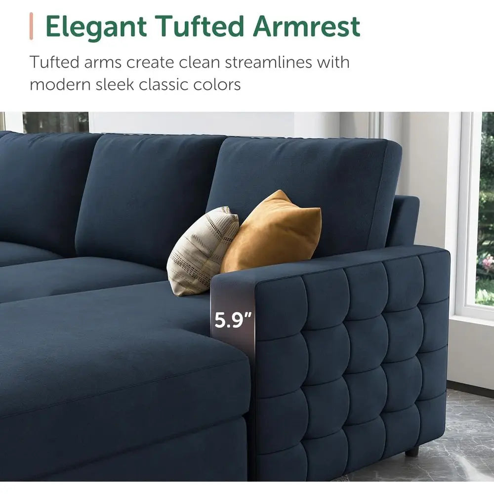 U Shaped Sectional Sleeper Sofa With Storage And Chaise