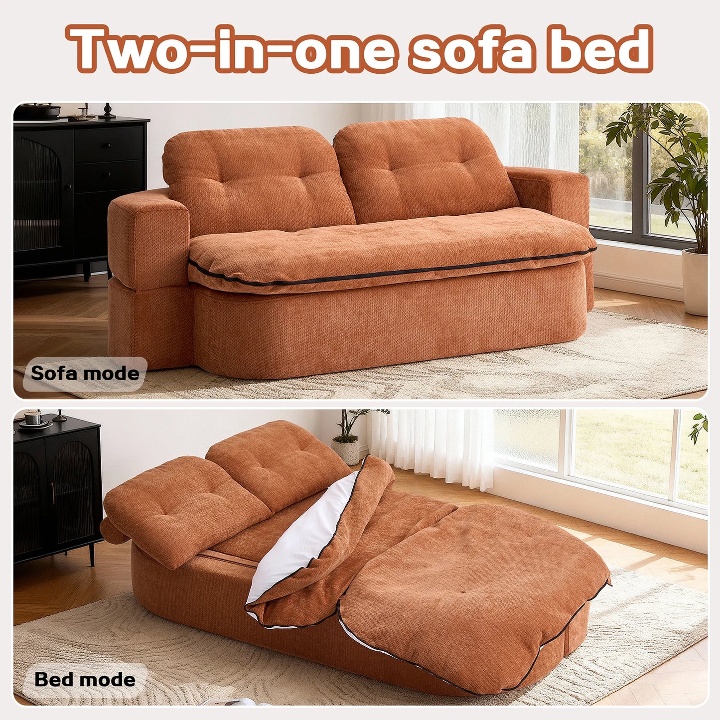 THOLASIS CN Convertible Sofa Bed Loveseat For Small Spaces