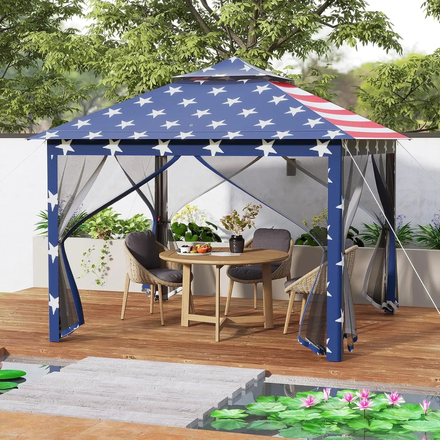 Pop Up Gazebo Canopy Shelter With Mesh Netting Sidewalls