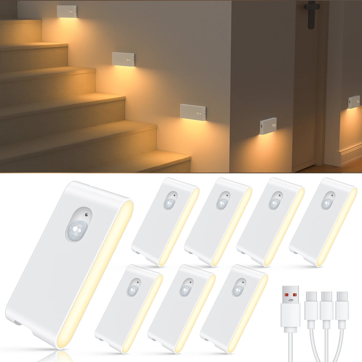 Willed Motion Sensor Wireless Stair Lights Indoor Battery Night Lights
